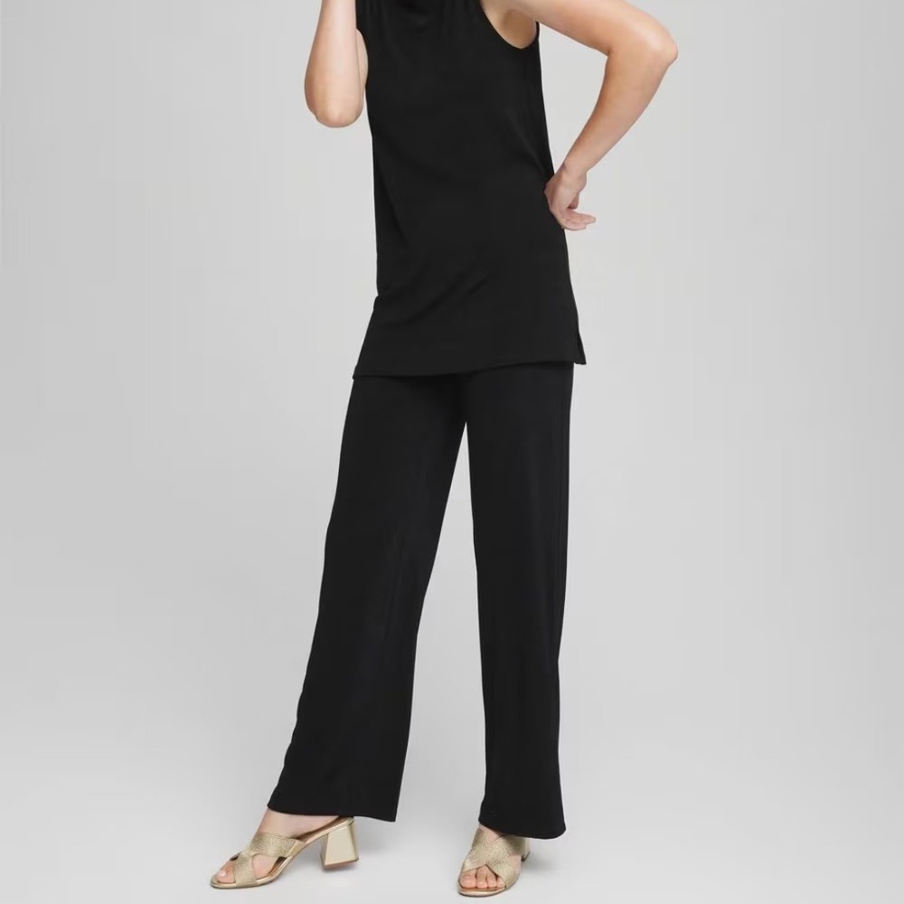 Chicos So Slimming Trousers Black Wide‎ Leg Dress Pants 4R Minimalist Career